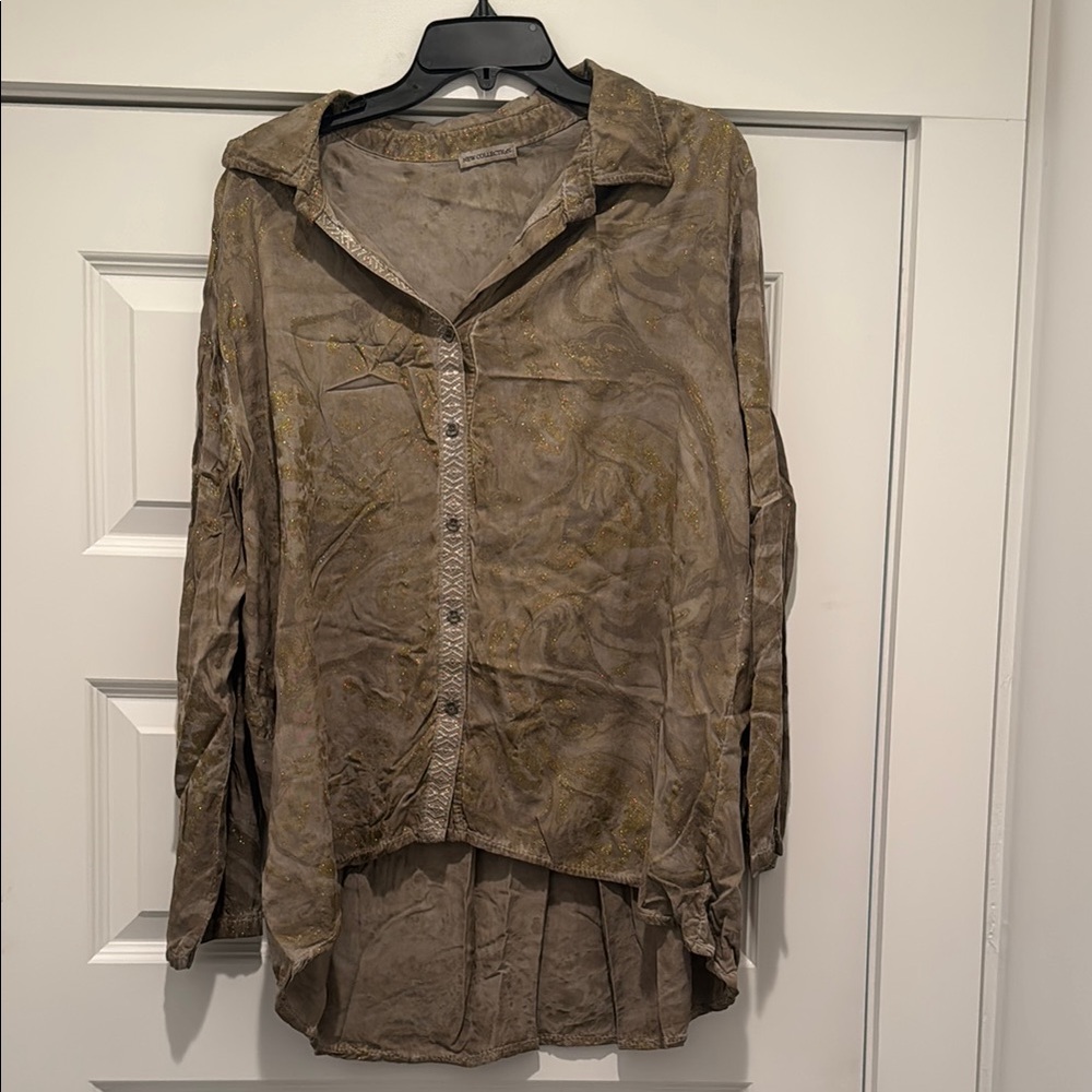 Brown Button-Up Blouse